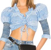 Ganni Charron cropped gingham blouse