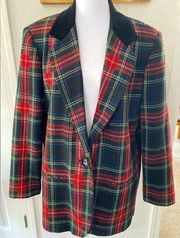 Christmas Plaid Wool Blazer Vintage Holiday Plaid preppy Academia Blazer 14