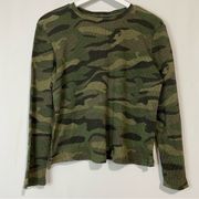 RDI Women’s Long Sleeve Waffle Knit Tee Camo Green Size Medium NWT