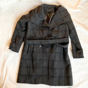 women plaid wool gray black coat SZ12 bust42