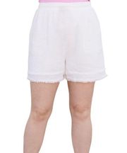 Cynthia Rowley Women's Plus Size Cotton Gauze Pull On Shorts Frayed White Sz 2X