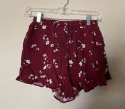 Mossimo Red Floral Flowy Pull On Shorts