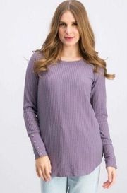 Chaser  Lilac Purple Waffle Knit Thermal Button Cuff Long Sleeve Top Size Small