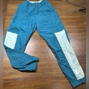 Vintage 90’s Teal & White Size L Windbreaker Lined Track Pants