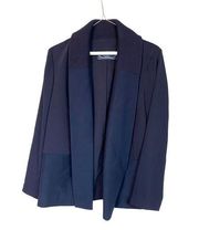 Magaschoni open silk cashmere knit collar navy blazer size 4