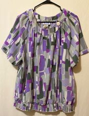 NWOT Blair Top SIZE Lrg (Purple, Olive & Taupe Green)