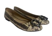 Diane Von Furstenberg Snake Print Buckle Flats Size 8