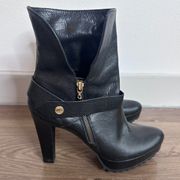 Diane Von Furstenberg 7.5 Black Leather Heeled Booties