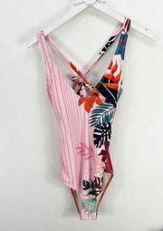 Nicole Miller Blush Floral One Piece Swimsuit Pink Size 8 NWT