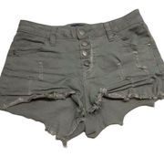 Angel Kiss Distress Short Denim Green Olive Army 1