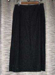 SAG HARBOR BLACK LONG SIZE 14 LINEN SKIRT