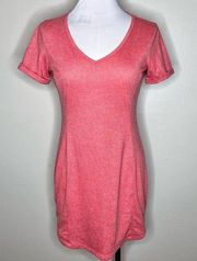 Kuhl Inara T-Shirt Dress XS Pink Bellini Geometric Athletic Popover V-Neck Mini