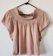 On Twelfth OnTwelfth Off-the-Shoulder Smocked Cropped Tank Top Large