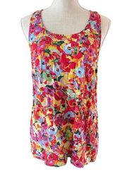 Cabi Luisa Floral Confetti Racerback Tank Top Size Medium