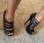 Strapped Black Heels Size 7