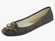 Michael Kors Women's Size 7M Fulton Moc Ballet Flats Brown Signature Logo Casual