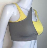 Halara Color Blocked Sports Bra in Taupe & Yellow