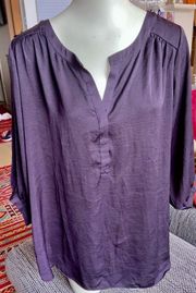 , Purple 3/4 Slv Top, Sz M