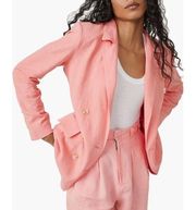 Free People NWT Olivia Double Breasted Belted Blazer Strawberry Colada Size XS