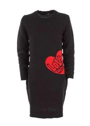 Love Moschino Chic Heart Pattern Knit Sweater Dress