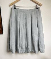 Linen Light Grey Pleated Knee Length Aline Skirt size 10p