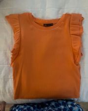 Orange Ruffle Sleeve  Top