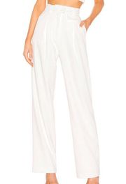 LPA Carlotta Wide Leg Trouser White Dress Pant LARGE Pleated Baggy Long NEW