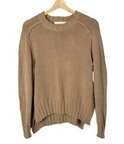 360 Cashmere Sweaters Camel Brown Crew Neck Pullover Sweater M