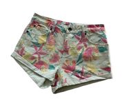 Billabong  Tropical Floral Print Mint Green High Rise Denim Shorts size 27