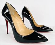 CHRISTIAN LOUBOUTIN Pigalle Follies 100mm Black Patent Leather Pumps EU 38.5