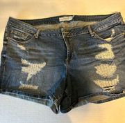 Torrid denim shorts size 24 distressed look