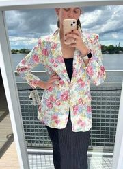 Vintage Michael K Company Rayon blended long and loose fit floral blazer