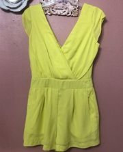 Gianni bini neon yellow open back romper