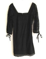 Solitaire Ravi Khosla black BoHo crocheted dress S