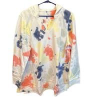 Lane Bryant Livi Activewear Vneck hoodie Tie Dye Blue, pink & White Sz 18/20 NWT