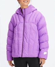 Fabletics Quilted Hooded Puffer Jacket in Purple Medium