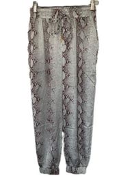 Bishop + Young Anthropologie Serpentine Satin Joggers Women's XS Snakeskin