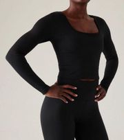 Black Aurora Long Sleeve Seamless Crop Top