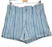 American Eagle striped paper bag waist mom shorts size 14