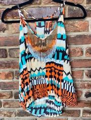 Love Sam Multicolored Beaded Yoke Racerback Sleeveless Tank Top Women's Small