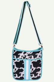 Simply Southern  Neoprene Cow Large and Mini Crossbody Purse Set Black White NWT