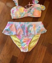 Island Soul Floral Juniors Bikini Size XLarge NEW MULTICOLOR RUFFLES