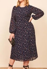 Reformation Luanne Dress Floral Long Puff Sleeve Midi Dress Size 16