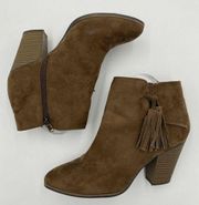 American Eagle Womens Sz 9 Brown Faux Suede Chunky Heel Ankle Boots