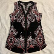 Women’s International Concepts Black Paisley Sleeveless Tank. Size Xs