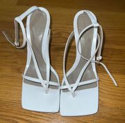 100% Authentic  Stretch Square Toe Strap Sandal in Optic White