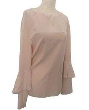 Antonio Melani Womens Silk Pullover Double Bell Sleeve Blouse Shirt Top Large