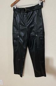 Jason Wu black faux leather high rise cargo ankle pants NEW 6