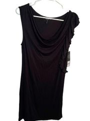 Daisy Fuentes Side Ruffle Dress Black Onyx