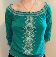 Teal Embroidered Blouse